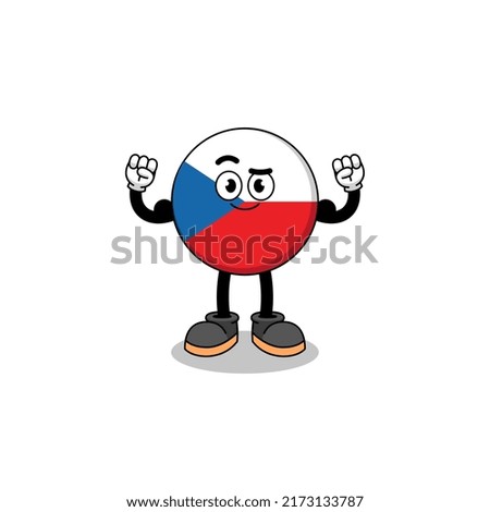 Mascot cartoon of czech republic posing with muscle , character design