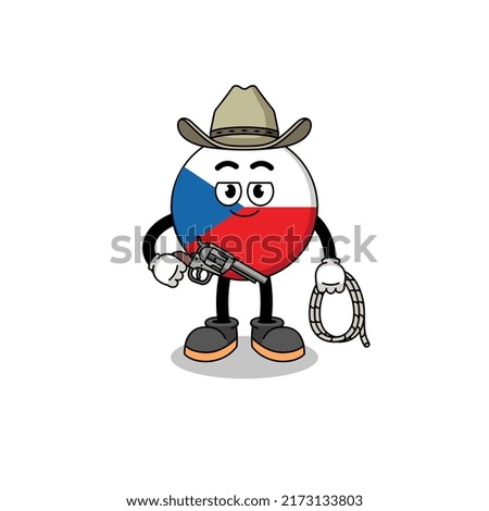 Character mascot of czech republic as a cowboy , character design