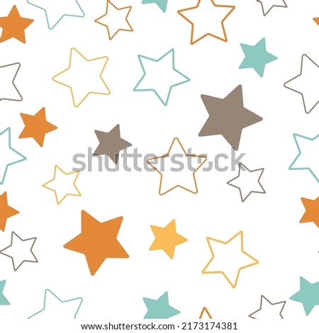 Colorful stars seamless pattern on a white background. It can be use for valentines day wrapping paper or wedding invitation card background.