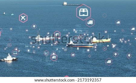 Marine transportation and technology concept. Royalty-Free Stock Photo #2173192357