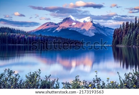 Mountain lake view in nature. Mountain lake landscape. Lake in mountains. Mountain lake Royalty-Free Stock Photo #2173193563