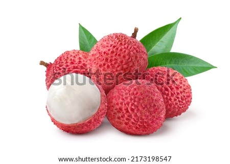 Juicy Lychee isolated on white background. Clipping path. Royalty-Free Stock Photo #2173198547