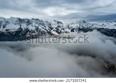 Views from the Birg (2,684 m) in the Bernese Alps, overlooking the Lauterbrunnen valley.Switzerland.