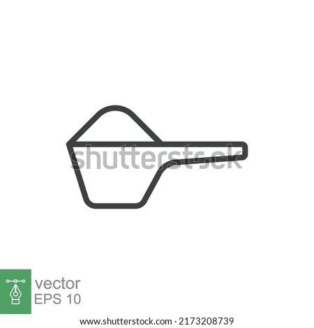 Scoop line icon. Simple outline style. powder, spoon, detergent, cup, laundry, cartoon, pile concept. Sign symbol design. Vector illustration isolated on white background. EPS 10 Royalty-Free Stock Photo #2173208739