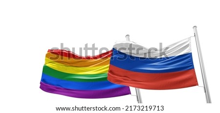 lgbt and russian flags , homophobia concept