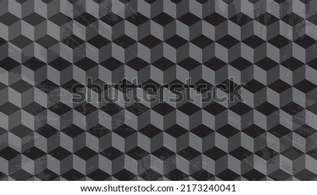 Black cube pattern background. Grunge style concept. Vector illustration.
