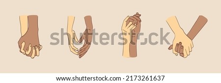 Illustration of two interracial love couple holding hands. Royalty-Free Stock Photo #2173261637