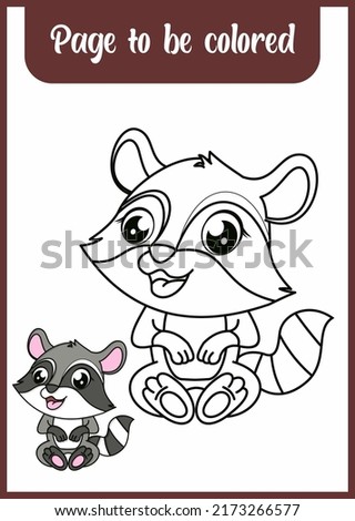 coloring book for kids. raccoon