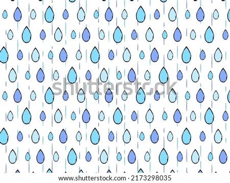Rainfall dashed lines and raindrops pattern background, blue gradient