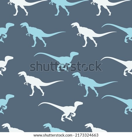 Dinosaurs. Hand-drawn seamless pattern with dinosaurs. For children's fabric, textiles, wallpaper for the nursery. Cute dinosaur design. The silhouette of a dinos