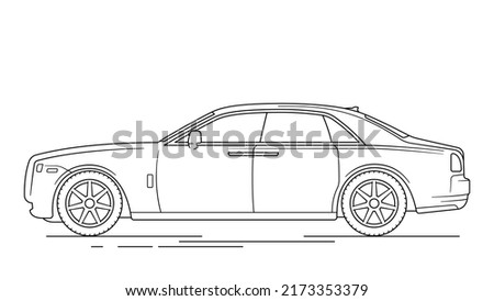 Classic car outline blueprint isolated on white background vector image.