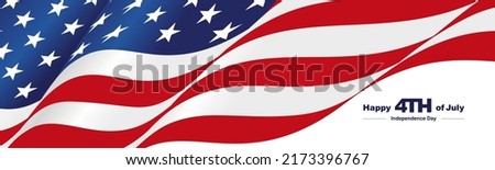 United States of America wavy flag, Happy 4th of July, Independence day, long banner