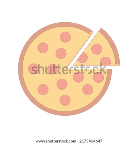 Pizza with salami in vector
