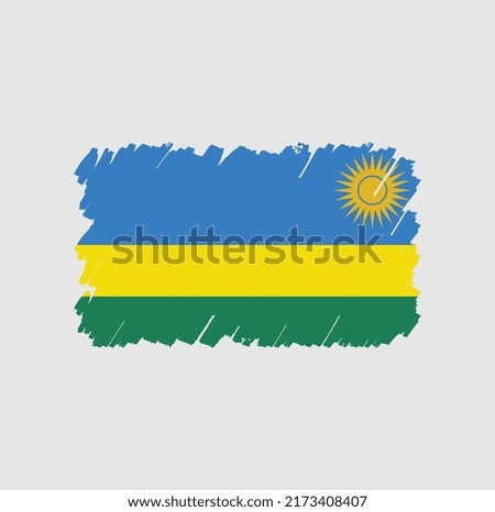 Rwanda Flag Brush Strokes. National Flag