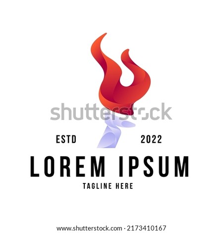 torch logo. Gradient flame fire torch logo premium vector