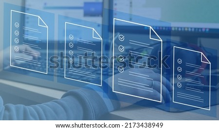 Document management, online database and documentation, digital file storage, software, record keeping, database technology, file access, sharing
documents. Royalty-Free Stock Photo #2173438949