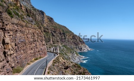 The Chapman's Peak Drive on the Cape Peninsula near Cape Town in South Africa on a bright and sunny afternoon