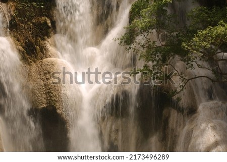 Long exposure of a backyard waterfall.      Pha(cliff) luang (big) waterfall. Waterfall in asia  Thailand.