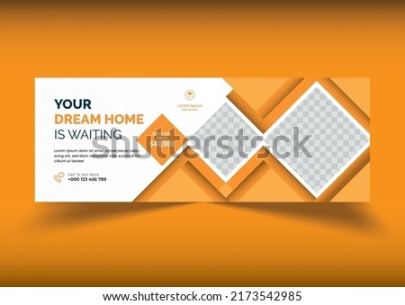 Real estate Facebook timeline cover banner, Perfect and modern home sale facebook cover banner template. Customizable and editable
