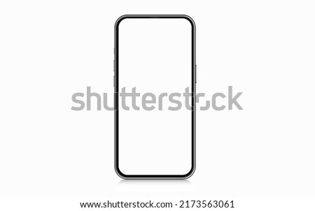 Black smartphone with blank screen isolated on white background. Mockup to showcasing mobile web-site design or screenshots your applications phone - Clipping Path