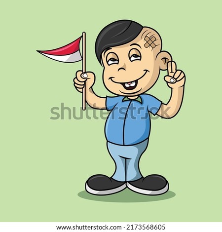 a child holding a flag