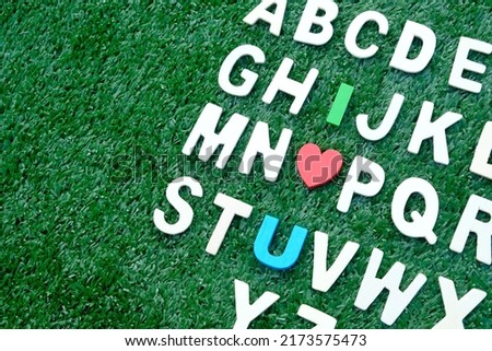 'I love U' on set alphabets A to Z. Concept for education, celebration and art