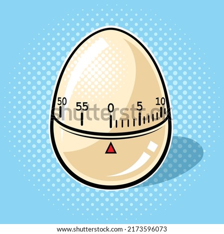 egg timer pop art retro raster illustration. Comic book style imitation.