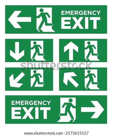 Emergency fire exit sign print ready vector Royalty-Free Stock Photo #2173615127
