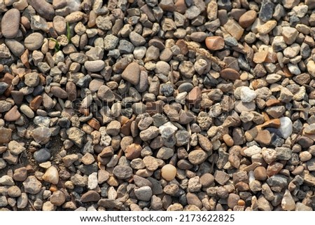 little brown pebbles on the ground cover everything