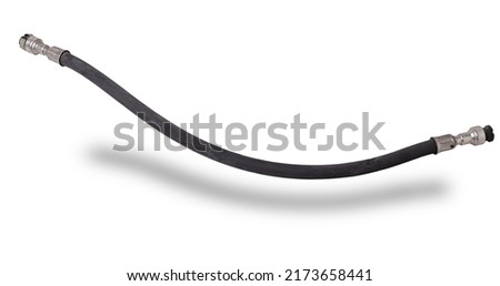 High pressure rubber hose of various formats and types on a white background, not insulated no isolated. Royalty-Free Stock Photo #2173658441