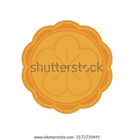 Moon cake vector. Moon cake, traditional Chinese round pastry eaten during Mid Autumn Festival.