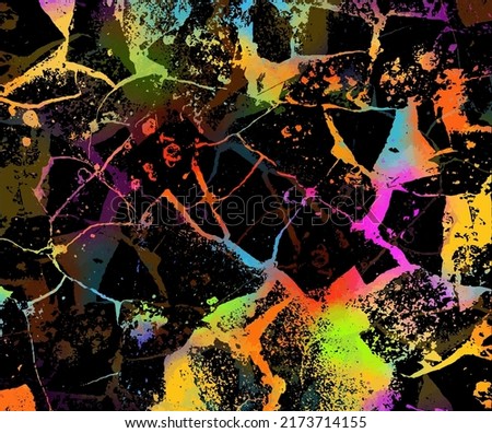 The cracks texture colorful on a dark background. Vector background.