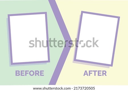Before and After Template with Two Frames Simple Pastel Colors Vector Design Royalty-Free Stock Photo #2173720505