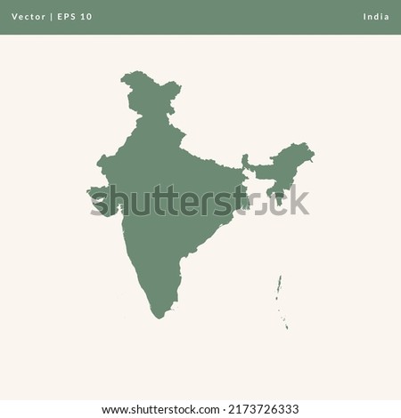 India Map Vector Style Greyish Green, Flat Maps Vector Illustration - EPS10
