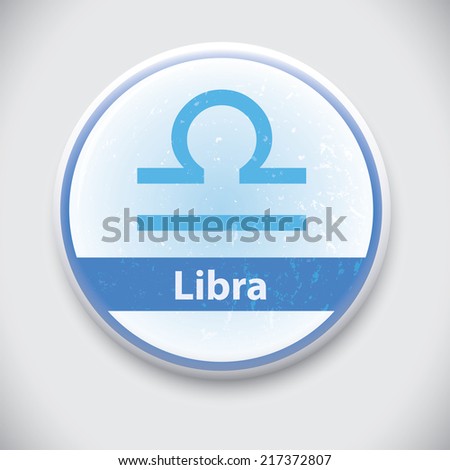 horoscope sign Libra- Vector Pin / button badge 