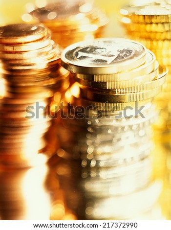 Stacked Euro coins