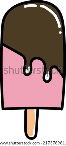 Vector seamless background of a chocolate covered strawberry ice cream popsicle.
