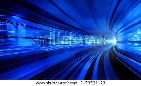 Fast moving tunnel background ,Fast moving traffic drives moving fast blue light each effect line light cg time lapse