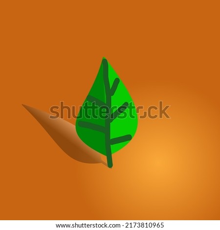 vector drawing of leaves on orange background