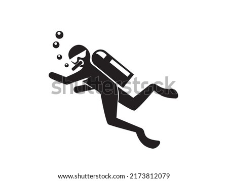 diving icon vector. diving in the depths of the sea, glyph style symbo