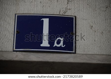 number 1a on a house in Lisbon - Lisboa - the capital of Portugal, September 10, 2018