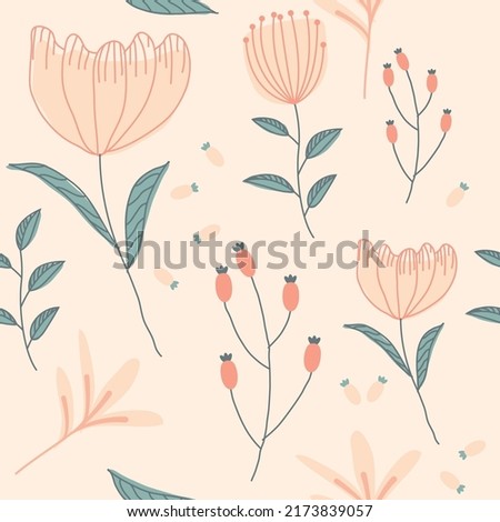 Flowers illustration. Manual composition. Seamless pattern.bDesign for cover, fabric, textile, wrapping paper.