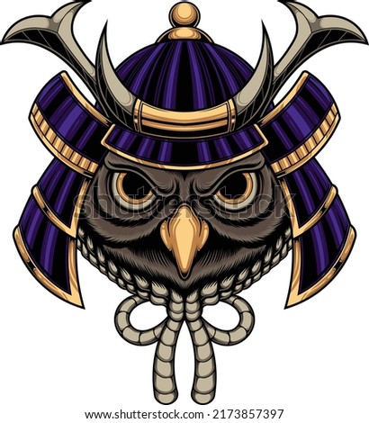 Owl samurai illustration with premium quality stock vector