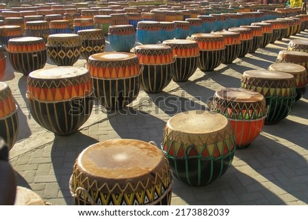 traditional percussion instruments bengkulu "Dol" neatly arranged