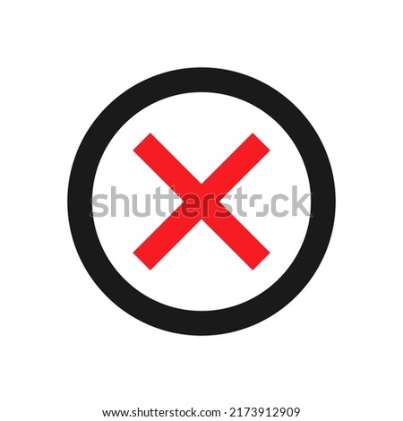 Cross circle sign. Medical cross in a red circle. X Cross sign. Vector illustration 