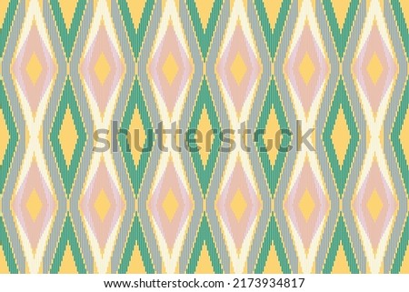Ikat Pattern seamless Diamond geometric folklore ornament. Tribal ethnic vector textile striped pattern in Aztec style. Figure tribal embroidery. African, Scandinavian, Gyp sy, Mexican, folk