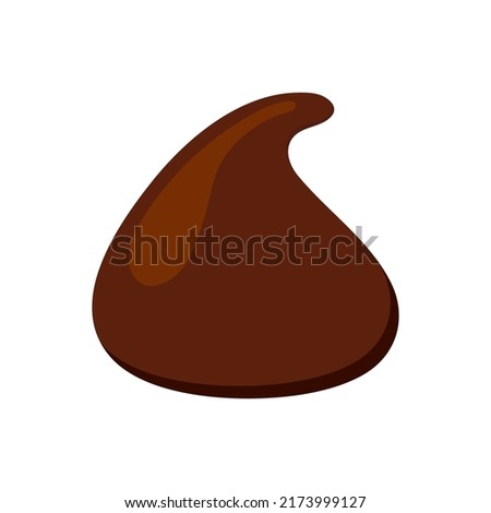 Chocolate chip for baking vector icon. Drop dark or bitter or milky choco chunk for cookie cooking. Flat design cartoon style cacao sweet food morsel clip art illustration.