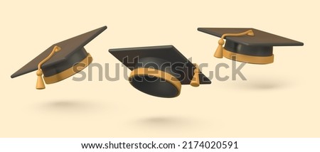 Cute cartoon graduation cap. Education, degree ceremony concept. Vector illustration. Royalty-Free Stock Photo #2174020591