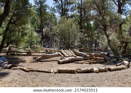 One of the log activity areas at the Nature Discovery Zone. Big Bear Discovery Center in Southern California. Royalty-Free Stock Photo #2174025011