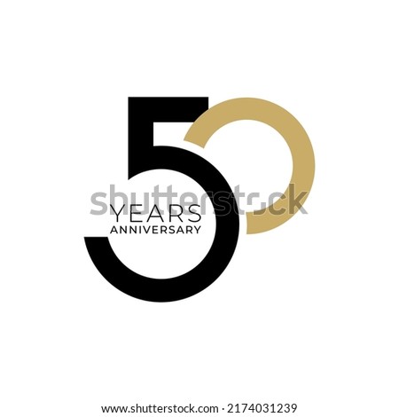 50 Year Anniversary Logo, Golden Color, Vector Template Design element for birthday, invitation, wedding, jubilee and greeting card illustration.	 Royalty-Free Stock Photo #2174031239